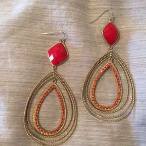NWOT Red and Gold Sparkly Fashion Earrings
